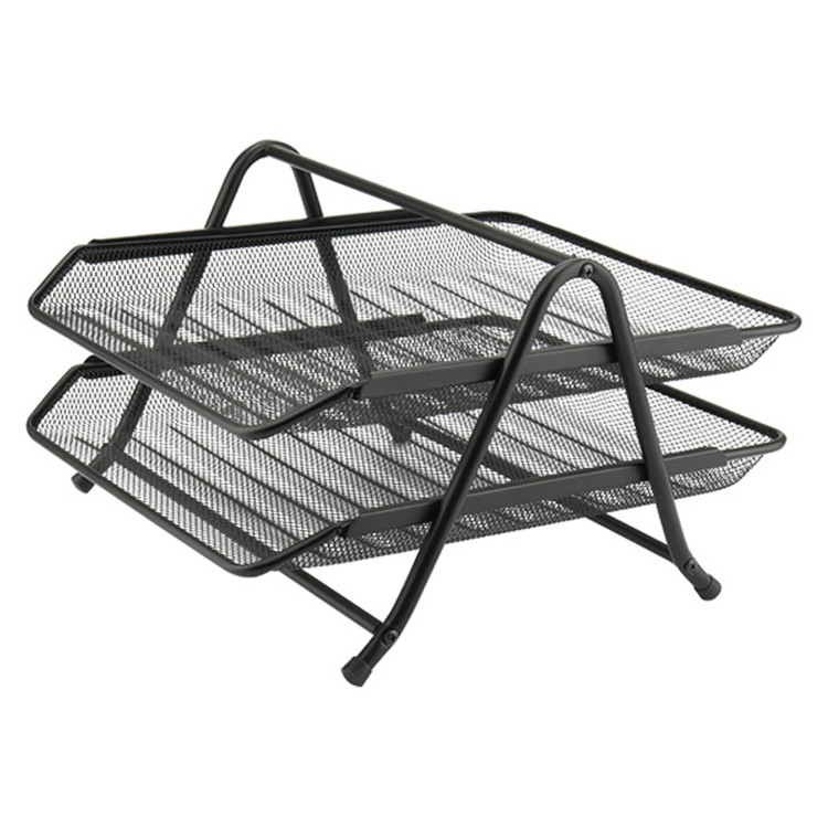 Лоток для паперів горизонтальний металевий 2 відділення чорний KLERK (KL2514)